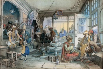  roman - Un café à Istanbul aquarelle Empire ottoman Amadeo Preziosi néoclassicisme romanticisme